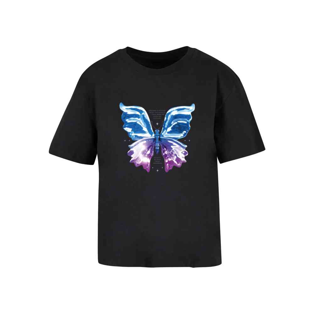 Miss Tee - Chromed Butterfly Damen TShirt - Schwarz